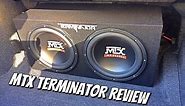 MTX Terminator 2 12" 1200 Watt Subwoofer with Kicker 1200watt amp Review (Dodge Challenger)
