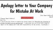 Apology letter to Your Company for Mistake At Work | Apology Letter Format to Company