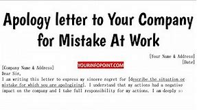 Apology letter to Your Company for Mistake At Work | Apology Letter Format to Company