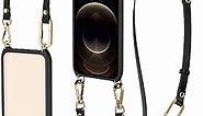 CYRILL iPhone 12 Case for Women Classic Charm iPhone 12 Case with Strap, iPhone 12 Pro Case (2020) - Black