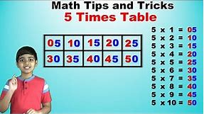 Learn 5 Times Multiplication Table | Easy and fast way to learn | Math Tips and Tricks