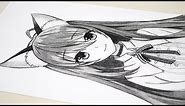 How To Draw a Cute Anime Wolf Girl Using Only ONE Pencil