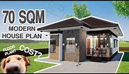 MODERN HOUSE DESIGN IDEA (70 sqm/753.50 sqft 3 Bedroom Bungalow Plan)