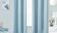 KOUFALL Light Blue Curtains for Bedroom,63 Inch Length 2 Panels Blackout Room Darkening Light Heat Reducing Curtains for Kids Room Girls Nursery Breakfast Nook.Sky Blue,42x63-64 Inches Long