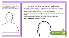 What Makes a Good Friend? Worksheet