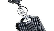 LIUGX Retractable Badge Holders, Heavy Duty Retractable Keychain, Carbon Fiber-Texture, Durable ID Card Holder (Holds 4 Cards), with 31.5” Retractable Badge Reel Key Chain, 10,000+ Rebound