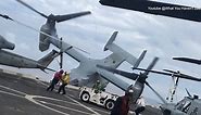 Scary moment MV-22 Osprey helicopter crashes into US warship