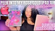 WHATS ON MY ROSE GOLD IPAD | MY AESTHETIC SETUP + BEDAZZLED ACCESSORIES