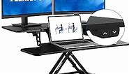 FLEXISPOT Electric Standing Desk Converter 36" Wide Motorized Stand up Desk Riser for Monitor and Laptop,Black Height Adjustable Desk for Home Office
