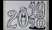 happy new year 2019 drawing for kids | artistica