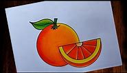 How to draw Orange🍊easy steps| Easy orange drawing 🍊🍊| Orange Fruits drawing
