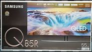 Samsung 2019 Q85R Unboxing and Setup, 55Q85R 4K QLED TV + Retail DEMO