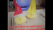 Apple Boats Fall STEM Activity for kids.