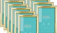 LaVie Home 4x6 Picture Frames (12 Pack, Gold) Simple Designed Photo Frame with High Definition Glass for Wall Mount & Table Top Display, Set of 12 Classic Collection