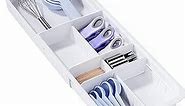 YouCopia DrawerFit Sliding Drawer Tray with Adjustable Dividers, Expandable Kitchen Storage Organizer, Speckled White