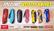 7 Folding Utility Knives Tested! (Milwaukee vs DeWALT vs HUSKY vs Amazon vs WorkPro vs SpecOps)