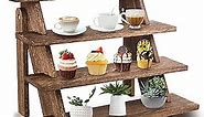 Wooden Cupcake Stand - 4 Tier Cupcake Display Stand, Rustic Tiered Display Stand, Tool Free Installation Cupcake Stand for Birthday Party Decoration Supplies