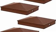 Azdele 4x6 Aluminum Pyramid Post Caps Cover for 4x6 Nominal Wood Post(Actual 3.5" x 5.5" Post Size), with Matte Finish Powder Coated Surface, for Fences Wood Post of Decks or Corridors(Brown, 4Pack)