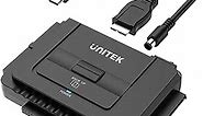 Unitek USB C to IDE and SATA Converter External Hard Drive Adapter Kit for Universal 2.5/3.5 HDD/SSD Hard Drive Disk, One Touch Backup Function, Included 12V/2A Power Adapter