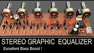 Make 5 Band Stereo Graphic Equalizer (Rotary) Using 10 Transistors & 4558 or NE5532 IC | LA3600