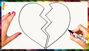 How To Draw A Broken Heart Step By Step 💔 Broken Heart Drawing Easy