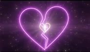 Broken Heart Sign Valentines Day Breakup Concept Neon Lights Tunnel 4K Background VJ Video Effect