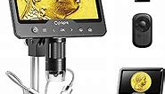 7" LCD Digital Micrscope 1200X, 11" Pro Stand, Coin Microscope Full View for Adults, Opqpq ODM701 Coin Magnifier with Light for Collectors, Micro Soldering Microscope for Electronics Repair, 32GB