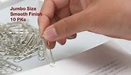PAPERPAL Jumbo Paper Clips Nonskid, 1000 Large Paper Clips (10 Boxes of 100 Each), Bulk Paperclips for Office School & Personal Use, Daily DIY, 2" Silver Heavy Duty Non-Skid Paper Clips Jumbo Size