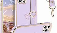 GaoBao iPhone 11 Pro Case, Phone Case for iPhone 11 Pro, Cute Heart Wristband Lanyard Cross Body Strap Electroplated Camera Protection Shockproof Protective Case for iPhone 11 Pro 5.8"-Purple