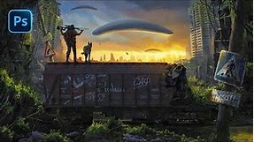 Post-Apocalypse Concept Art - Photoshop Timelapse | Photobashing