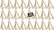 Mimorou 60 Pack 5 Inch Mini Wood Display Easel Artist Small Wooden Easel Stand Art Craft Painting Triangle Easel Canvas Holder Mini Easels Pack Tabletop Stand for Card Artist Photos Phone Wedding