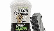 Grip Clean Hand Cleaner for Auto Mechanics, Heavy Duty Pumice Soap & Fingernail Brush, Tool Shop, Garage, Commercial, All Natural, Men, Women, Grit Cleansing, Sensitive Skin - 32oz Pump Top & Brush