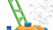 Little Kids FUBBLES NO Spill Bubble Lawn Mower | Includes 4oz Non Tox Refill Solution | Automatic Bubble Blower Machine | Toddler Outdoor Bubble Toy, Orange