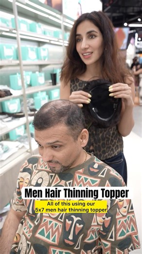 Our 5x7 men hair thinning topper is a game changer, it instantly covered the hair thinning #nishhair