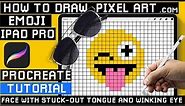 How to Draw Emoji 😜 Winking with Tongue Sticking Out - Procreate Pixel Art
