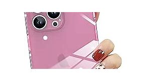 BITOBE Compatible with iPhone 14 Pro Max Clear Case,Cute Square Wireless Phone Case for Women Girls Men Camera Protection Back Cover 6.7'' Pink