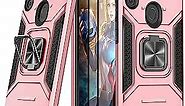 YmhxcY Galaxy A11 Case,Samsung A11 Case with Tempered Glass Screen Protector[2 Pack], Armor Grade with Rotating Holder Kickstand Non-Slip Hybrid Phone Case for Samsung Galaxy A11-Rose Gold