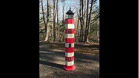 How to Build a 5 ft. Coastal Theme Striped Lighthouse. Downloadable Woodworking Plans.