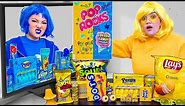ASMR MUKBANG BLUE VS YELLOW FOOD CHALLENGE | EATING ONLY 1 COLOR FOOD AND SWEET BY SWEEDEE