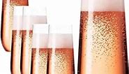 LeSuz 100% Tritan Plastic Champagne Stemless Flutes. Set of 6, 12oz. Shatterproof, BPA-FREE, Dishwasher Safe, Long Lasting Stemless Champagne Flute. Better than Champagne Glasses. Mimosa Flutes.