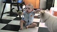 Dog Teaches Baby to Play Fetch with Her