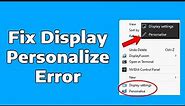 How to Fix Display Settings and Personalize Not Working in Windows 11