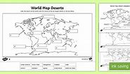 World Map of Deserts Labelling Activity