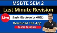 LIVE | Basic Electronics 2nd Semester Diploma | BEL | Toshib Tutorials