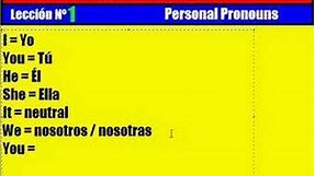 Spanish Lesson # 1. Personal Pronouns