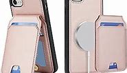 Ｈａｖａｙａ for iPhone SE Phone case iPhone 8 case Magsafe Compatible iPhone 7 case with Card Holder for Women iPhone se 2020/2022/SE 2nd/SE 3rd Wallet Cover Detachable-Rose Gold