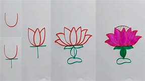 How to draw a lotus flower from letter U and T