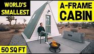 WORLD'S SMALLEST A-FRAME CABIN! (50 sqft) Full Tiny A-Frame Cabin Tour