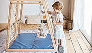 Woodandhearts Montessori Climber Jungle Gym - Scandinavian Play Set: Rope Wall Net - Monkey Bars - Gymnastic Rings - Kids Swing - Play Mat