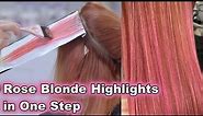 Rose Gold Highlights for Hair in One Step